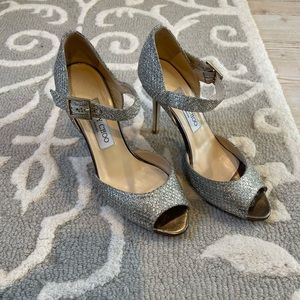 Jimmy Choo Sparkle Peep Toe heels 36.5